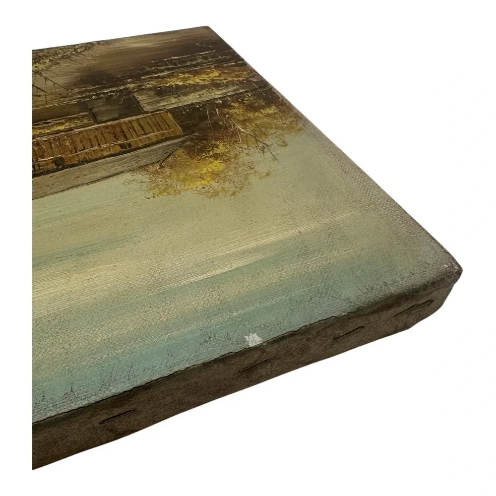 Vintage Wrapped Canvas Picture‎ of Covered Wooden Bridge Country Cottage 10